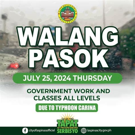 Las Piñas, Parañaque LGU’s suspend classes, gov’t work amid .